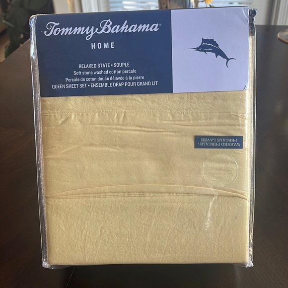 Tommy Bahama Home Queen sheet set 100% cotton Perscale color sunshine yellow - Picture 1 of 2